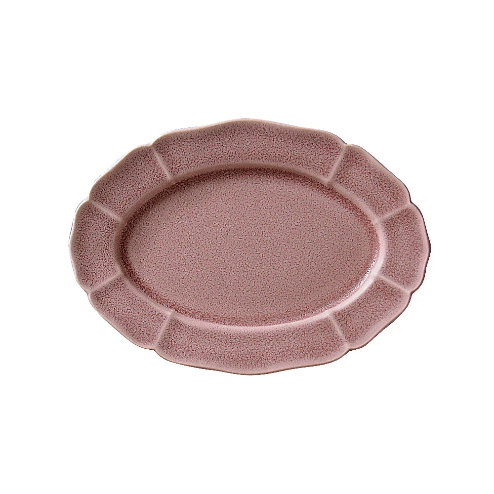 フルールローズマット19.5cm楕円皿（カット2）