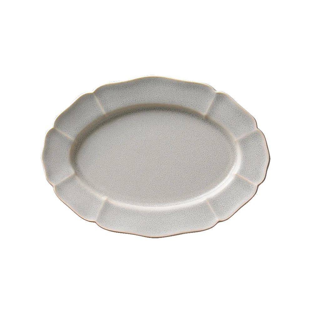 フルールグレーマット19.5cm楕円皿（カット2）