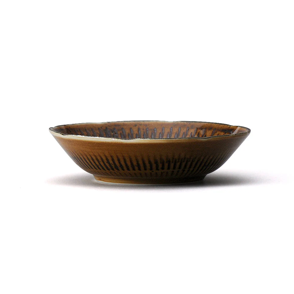 奏 琥珀 5.5寸浅鉢（カット3）