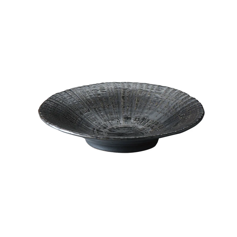 黒渦彫十草型平鉢