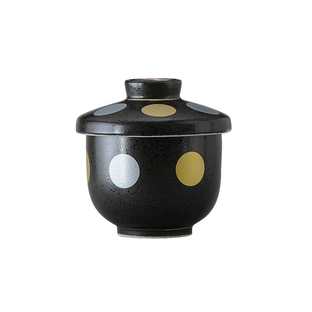 黒結晶金銀彩丸紋小むし碗（カット3）