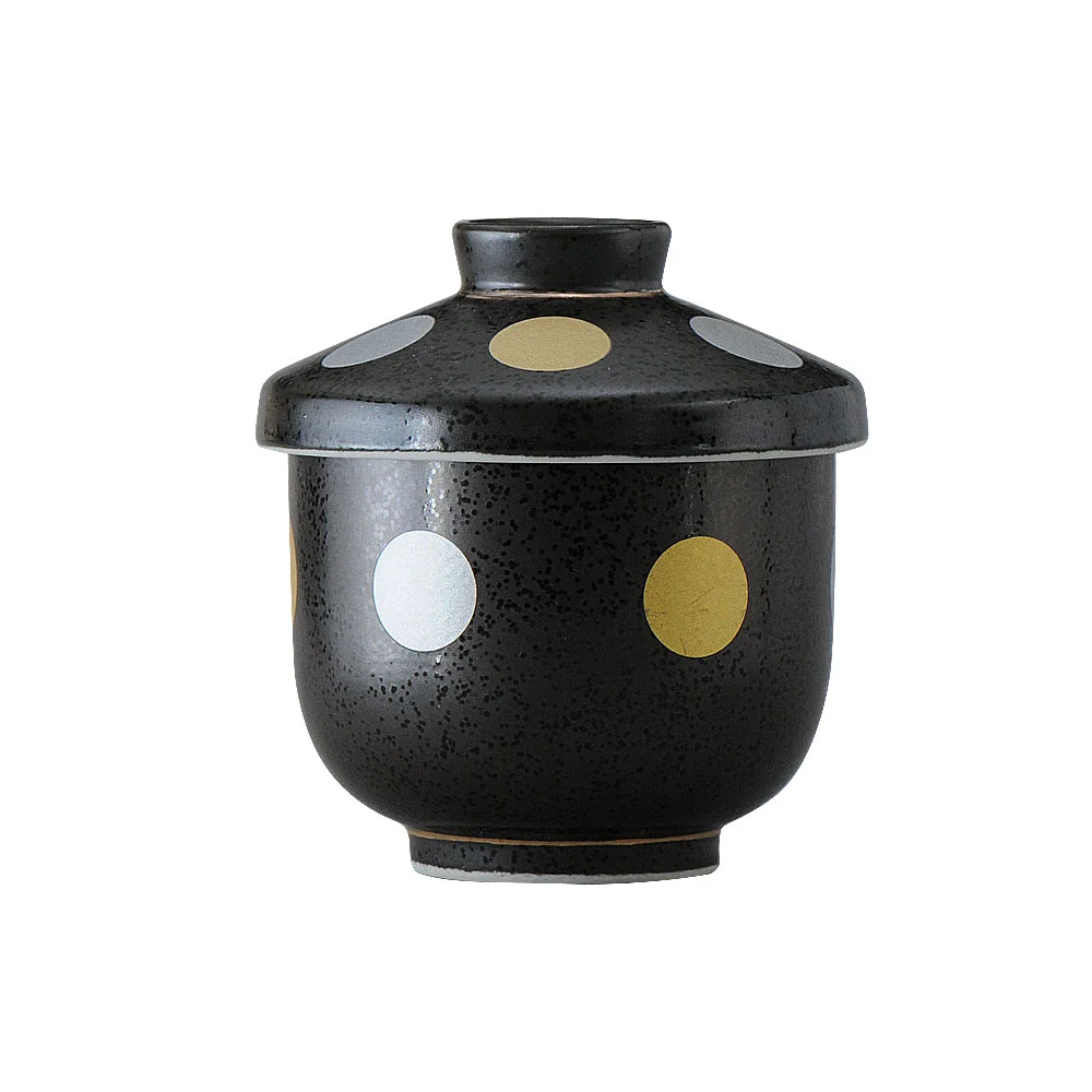 黒結晶金銀彩丸紋むし碗（カット3）