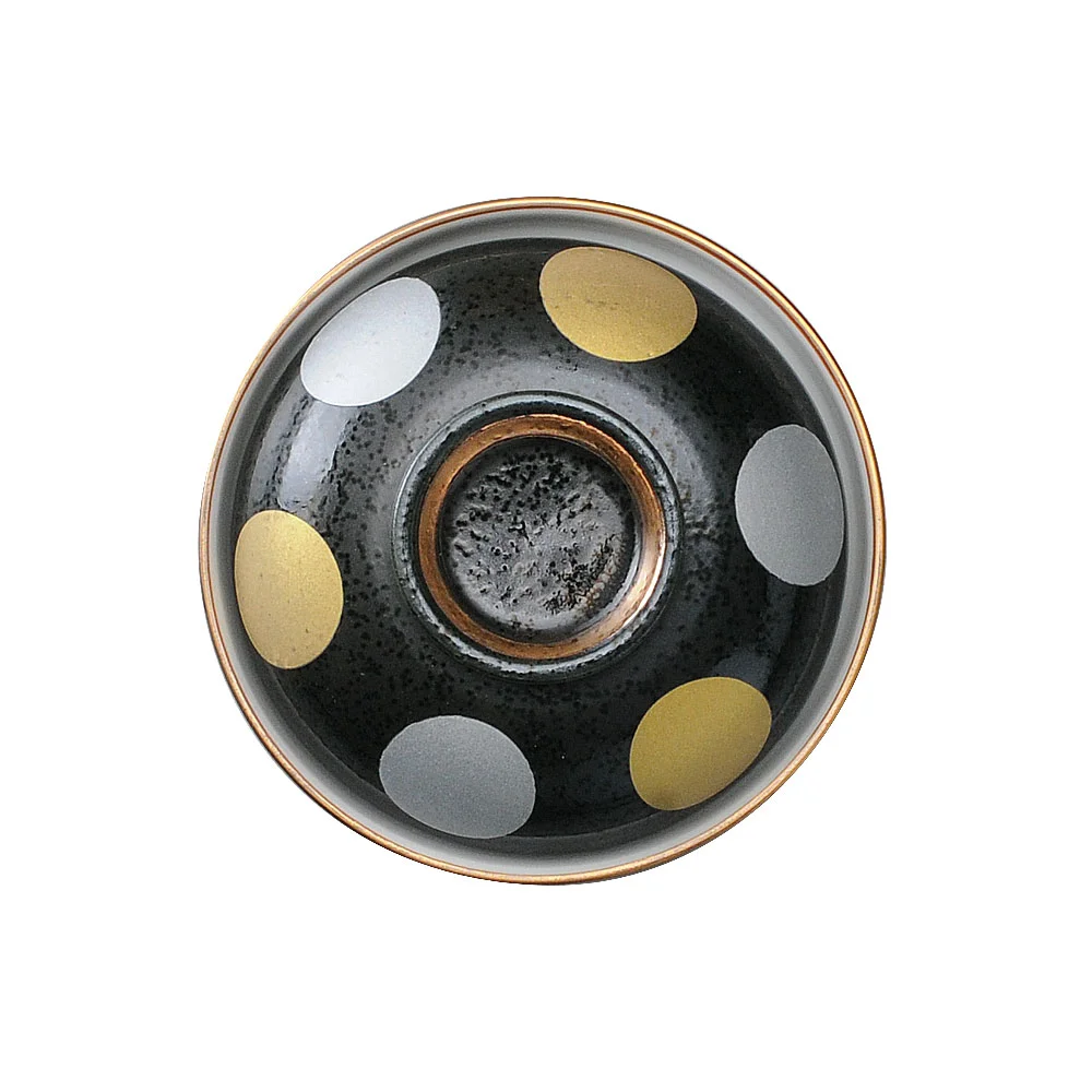 黒結晶金銀彩丸紋小煮物碗（カット2）