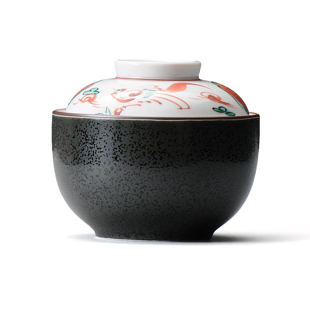 黒結晶赤絵花鳥小煮物碗（カット3）