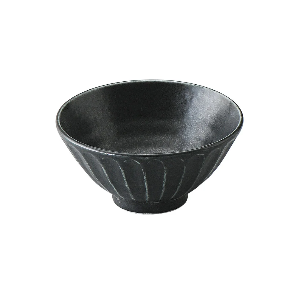灰マット黒削ぎ型令和茶碗