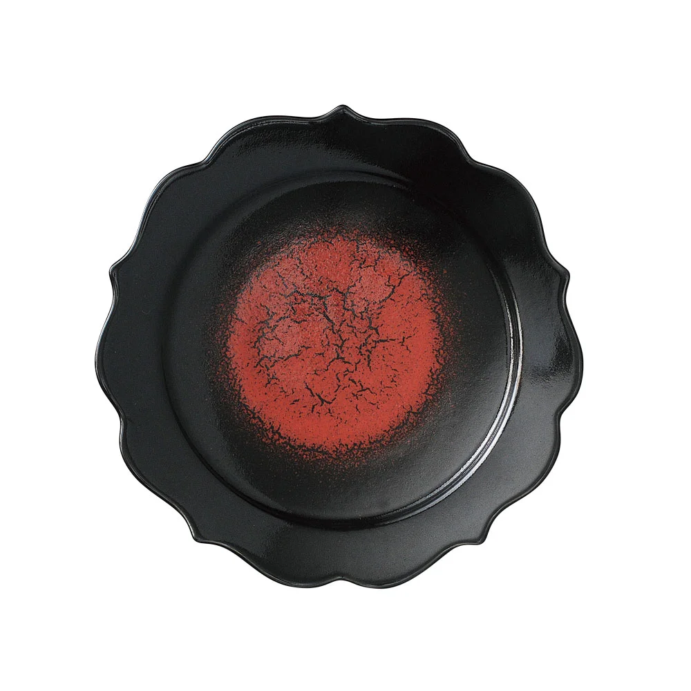 Ryoka（稜花） 黒紅18.5cm皿