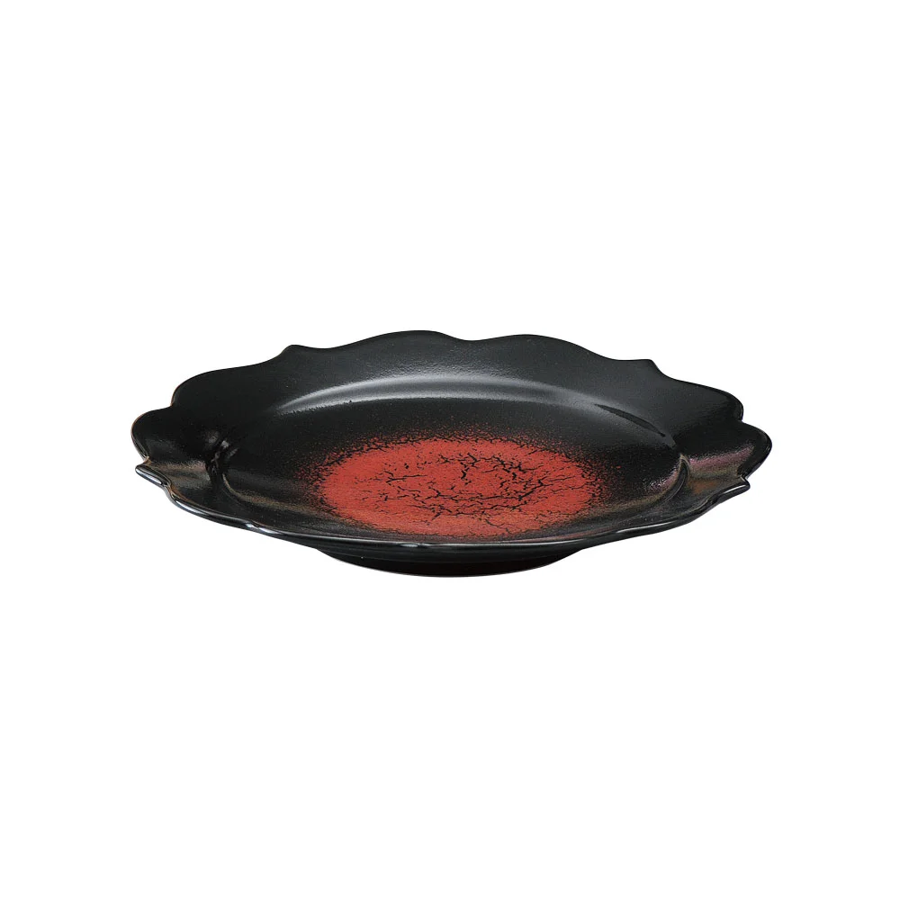 Ryoka（稜花） 黒紅18.5cm皿（カット2）