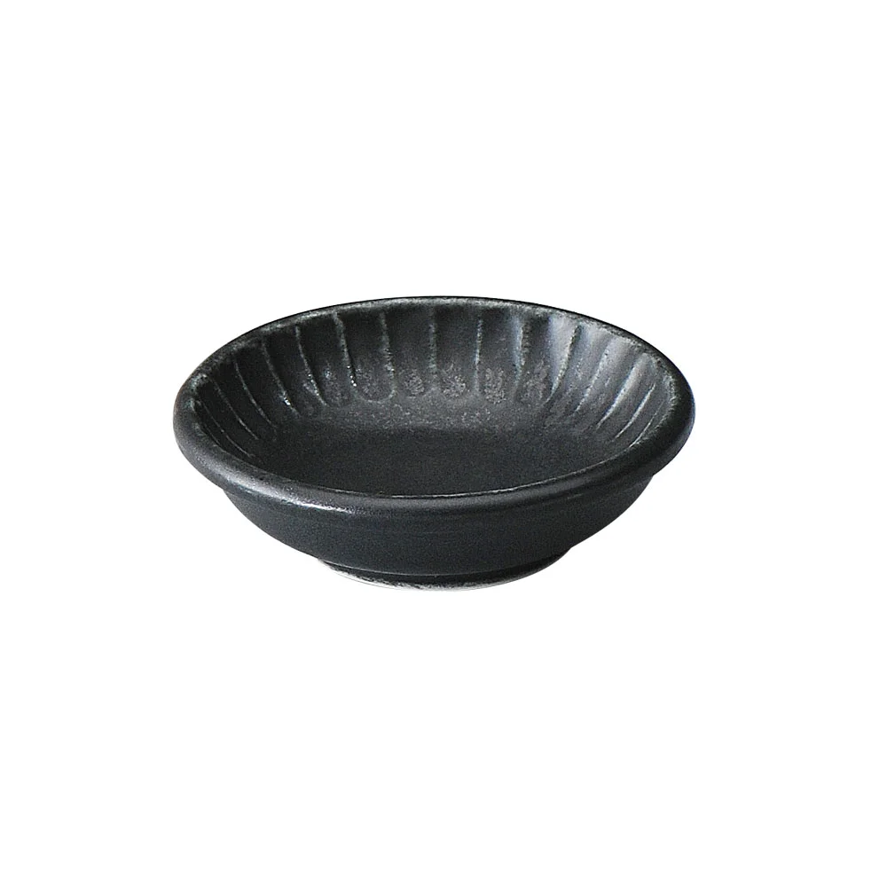 灰マット黒削ぎ型8cm薬味小皿