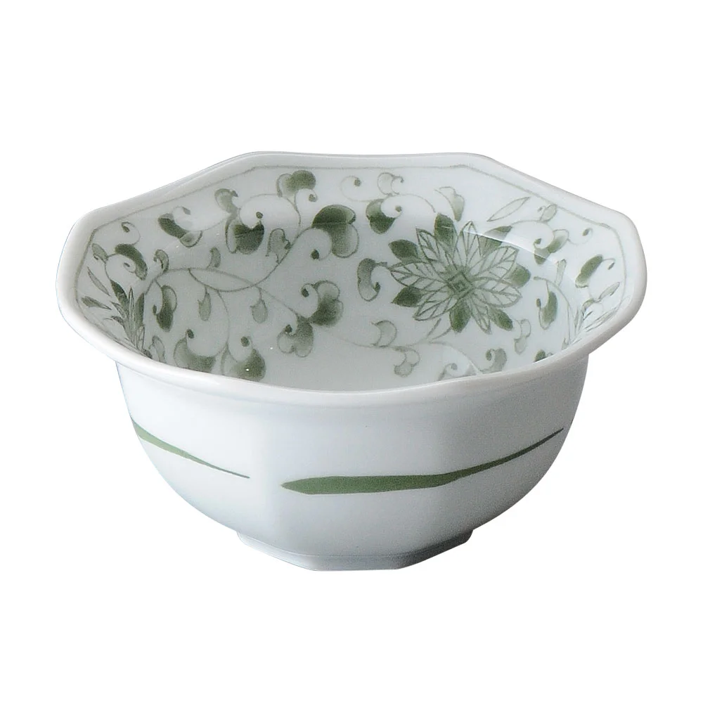 菊唐草（緑）八角小鉢