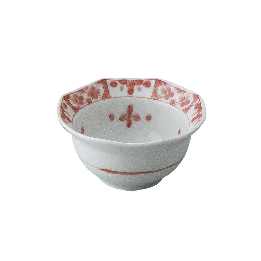 間取草花（赤）八角小付