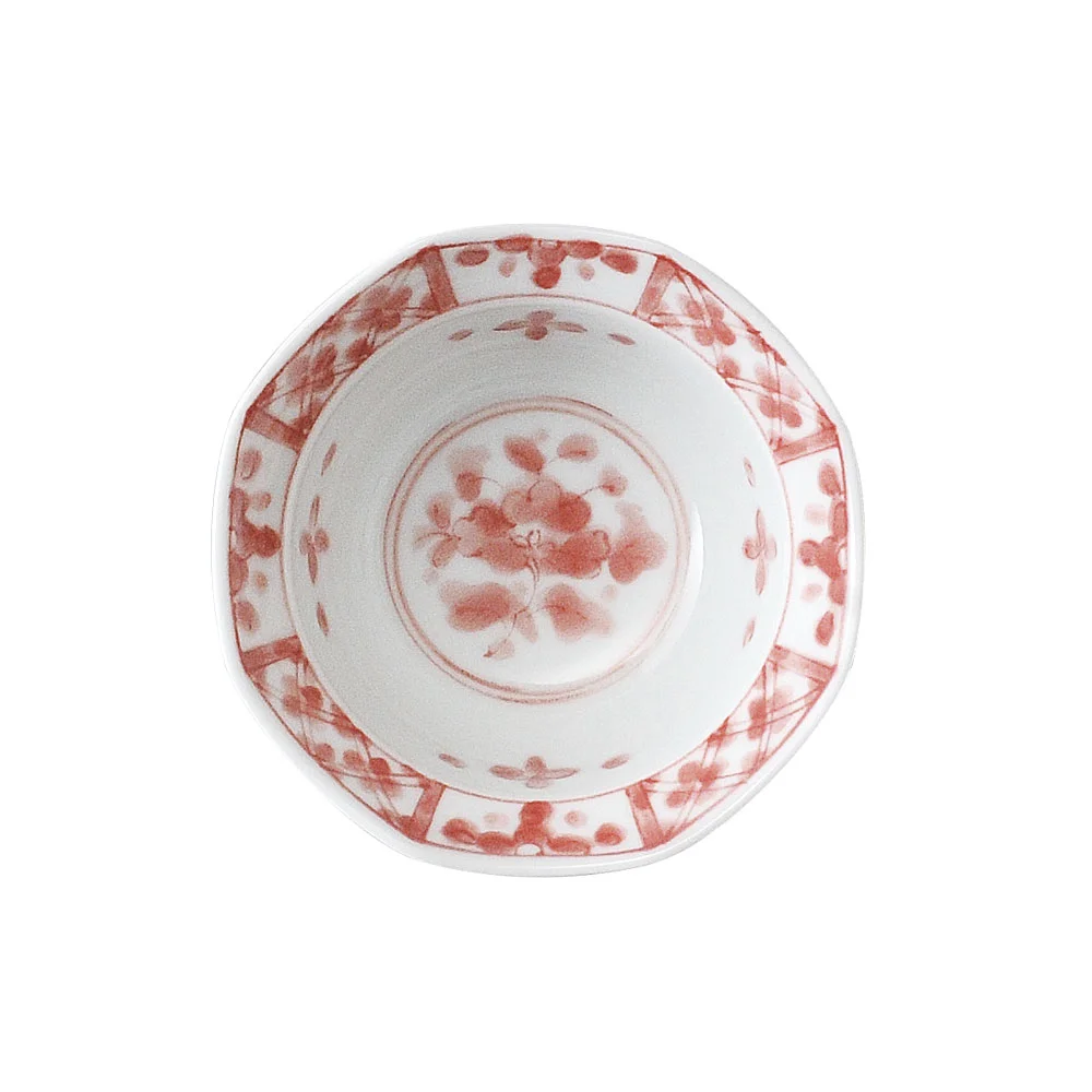 間取草花（赤）八角小付（カット2）