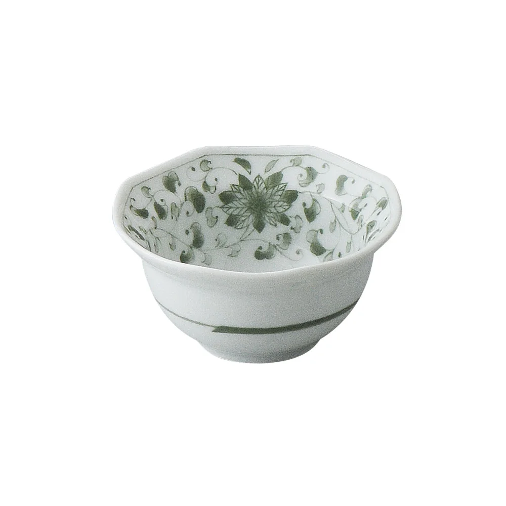 菊唐草（緑）八角小付