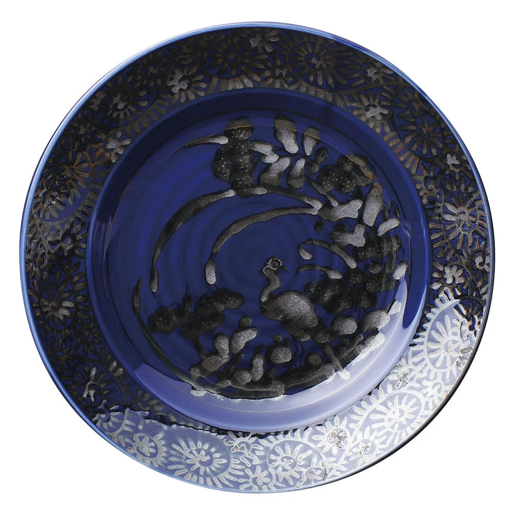 花鳥唐草（瑠璃）23.5cm皿（カット2）